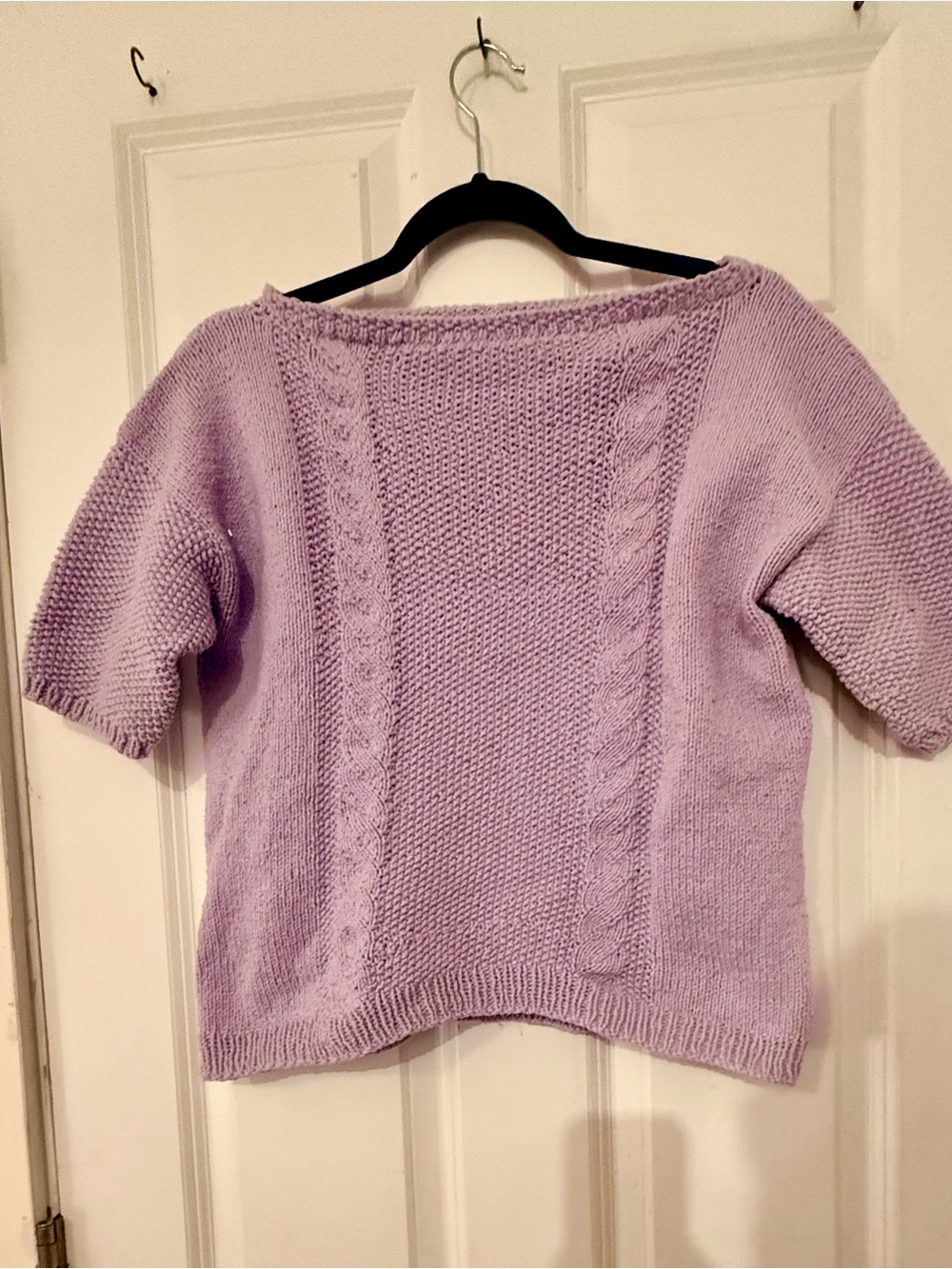 Handmade Lavender Cable Accent Knit Sweater - Women